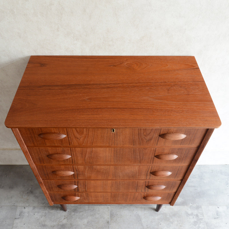 デンマーク ヴィンテージ  チーク 5段チェスト 5-53