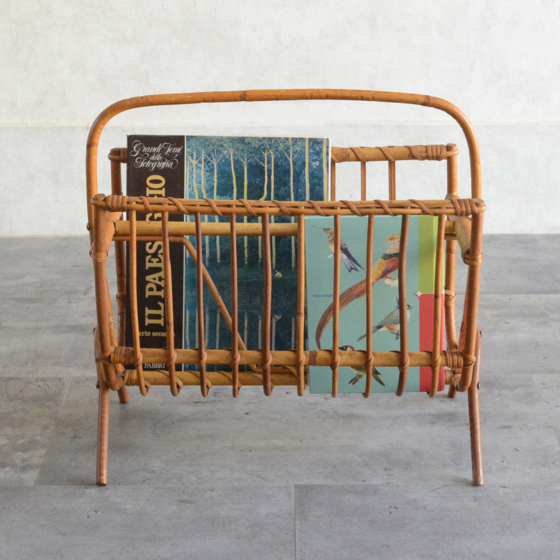 デンマークヴィンテージ　ラタンマガジンラック  6-21