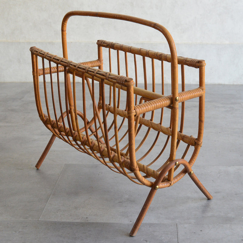 デンマークヴィンテージ　ラタンマガジンラック  6-21