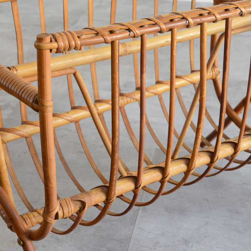 デンマークヴィンテージ　ラタンマガジンラック  6-21