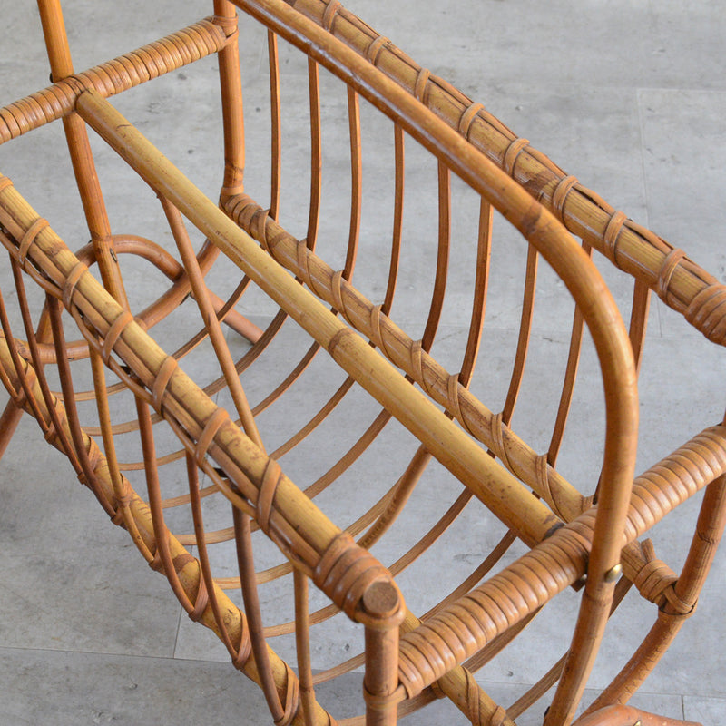 デンマークヴィンテージ　ラタンマガジンラック  6-21