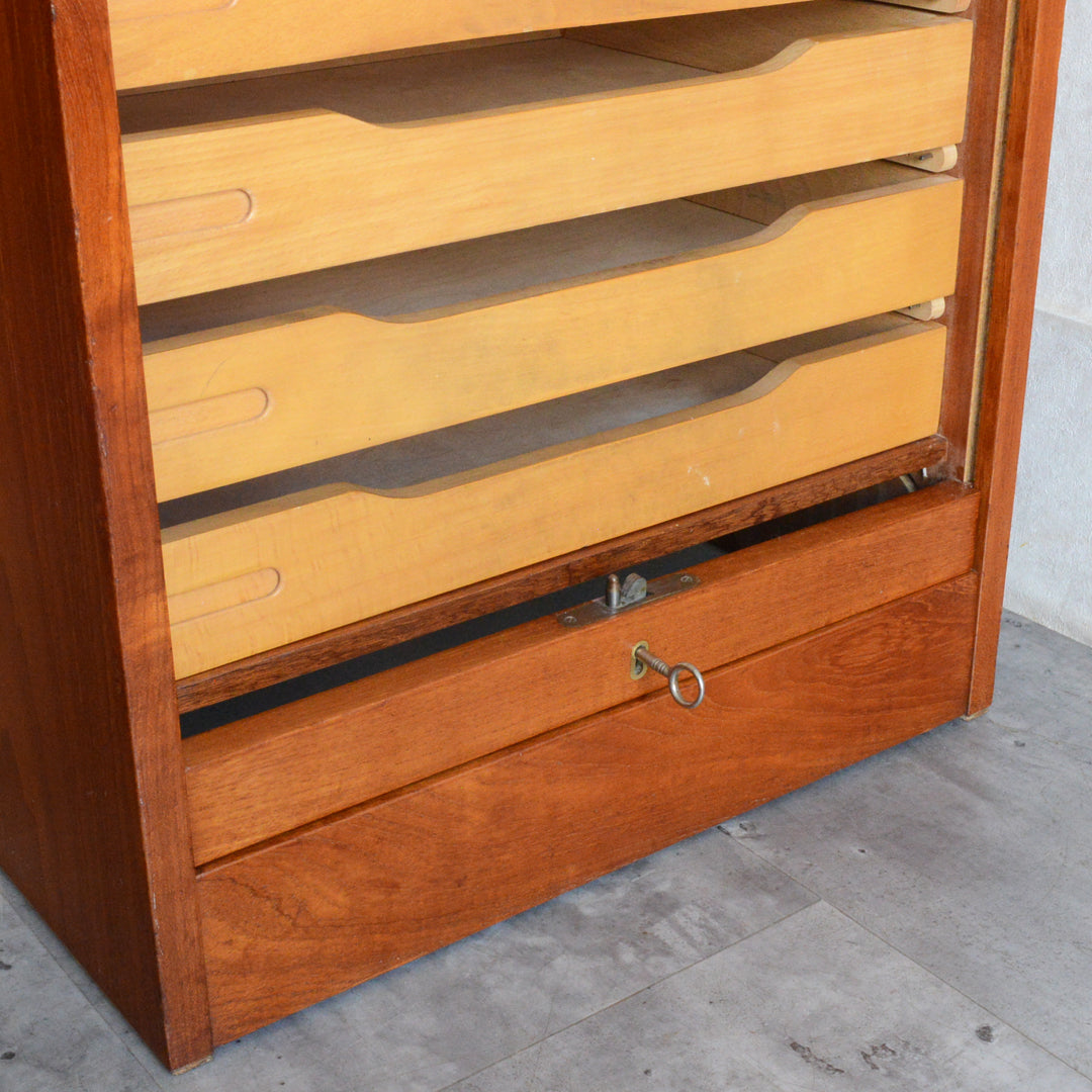 デンマークヴィンテージ  ロールアップファイルキャビネット6-82(鍵付）