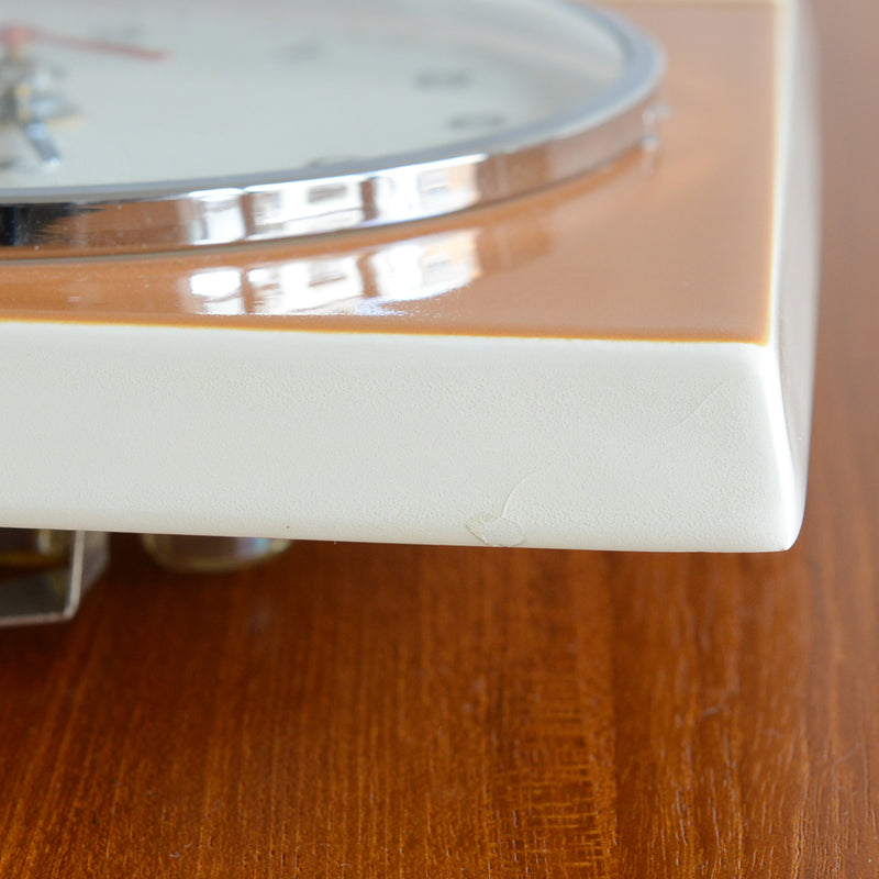 ドイツヴィンテージ　＜DIEHL＞陶器壁掛け時計02　ブラウン×アイボリー