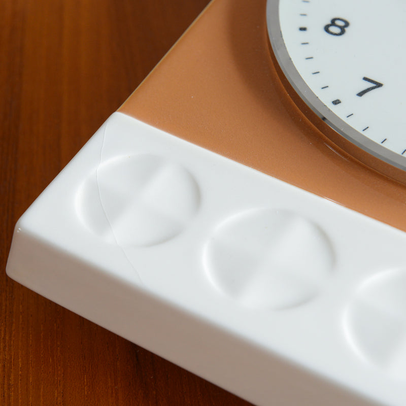 ドイツヴィンテージ　＜DIEHL＞陶器壁掛け時計02　ブラウン×アイボリー