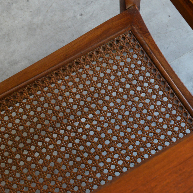 60S ガラストップ ローテーブル 35 (ラタン棚付き）