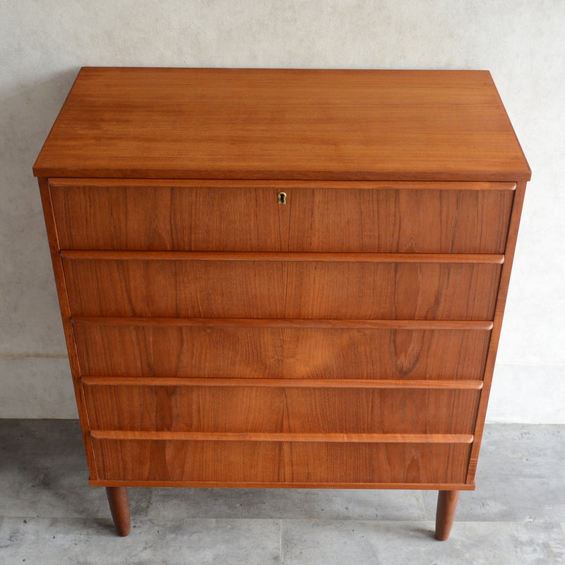 デンマーク ヴィンテージ チーク ５段チェスト 6-11(ウッドオイル仕上）