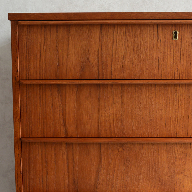 デンマーク ヴィンテージ チーク ５段チェスト 6-11(ウッドオイル仕上）