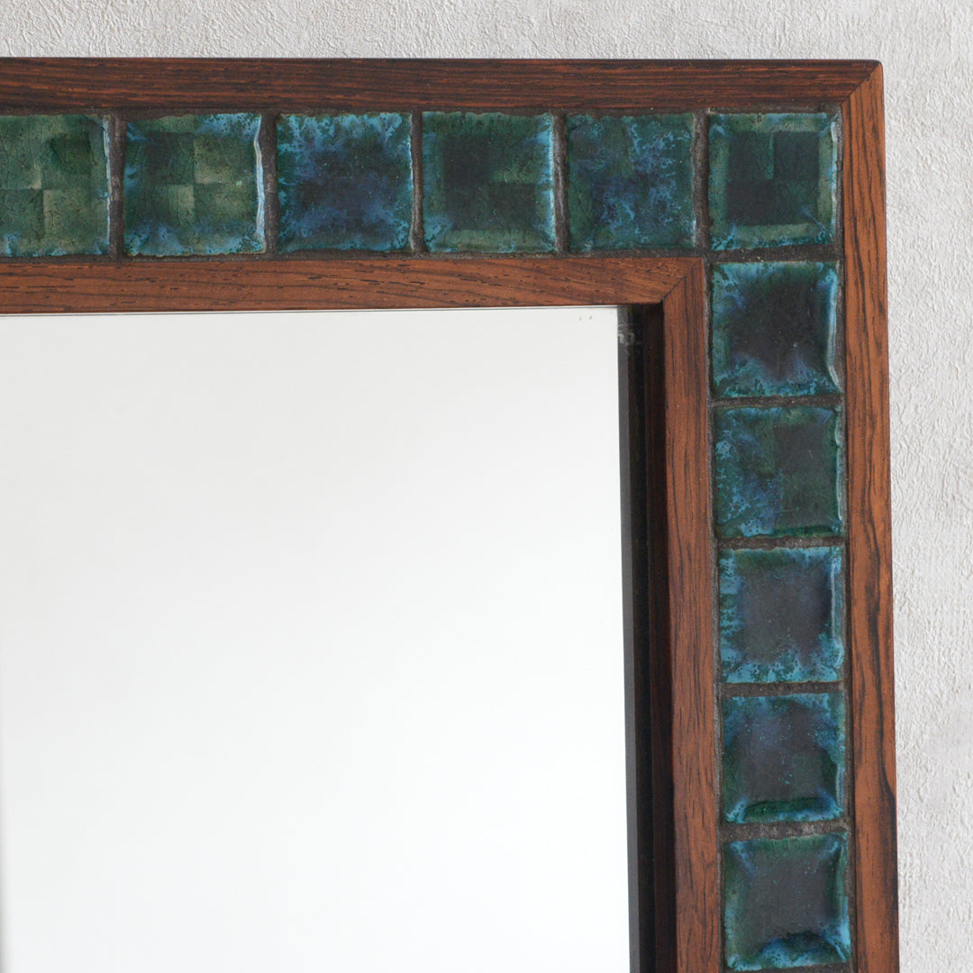 デンマークヴィンテージ  ローズウッド タイル付ミラー6-79