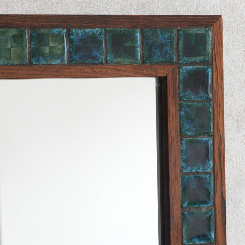デンマークヴィンテージ  ローズウッド タイル付ミラー6-79