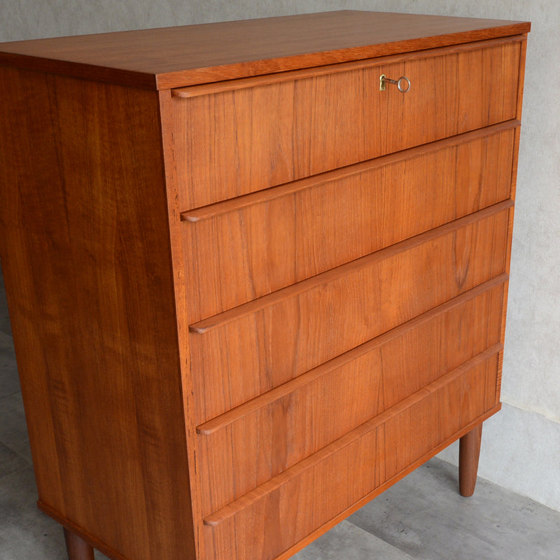 デンマーク ヴィンテージ チーク ５段チェスト 6-11(ウッドオイル仕上）