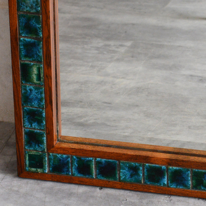 デンマークヴィンテージ  ローズウッド タイル付ミラー6-79