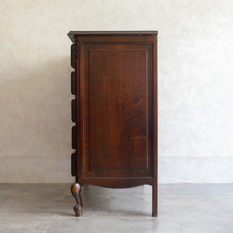 ベルギー クラシック  オーク5段チェスト08 （天板剝離再塗装済）