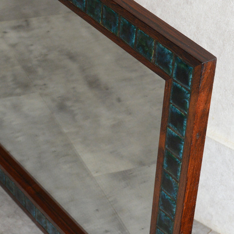 デンマークヴィンテージ  ローズウッド タイル付ミラー6-79