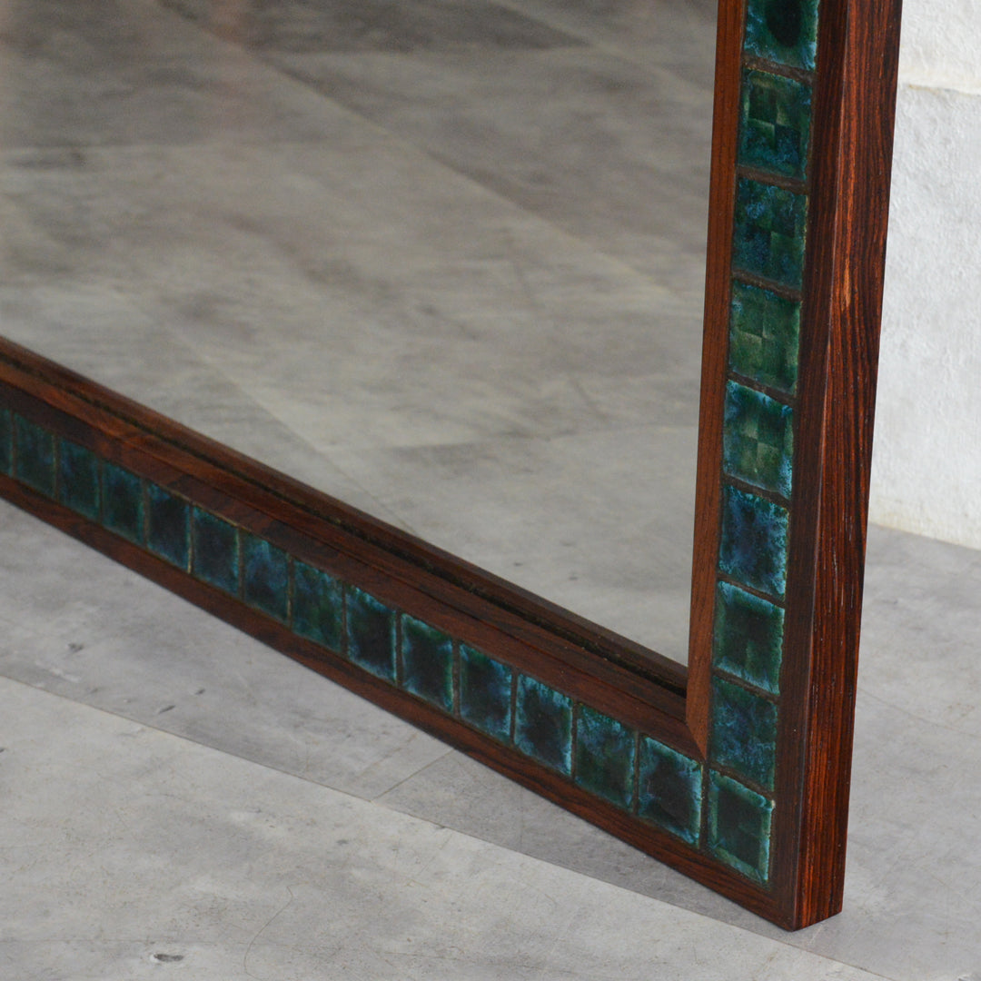 デンマークヴィンテージ  ローズウッド タイル付ミラー6-79