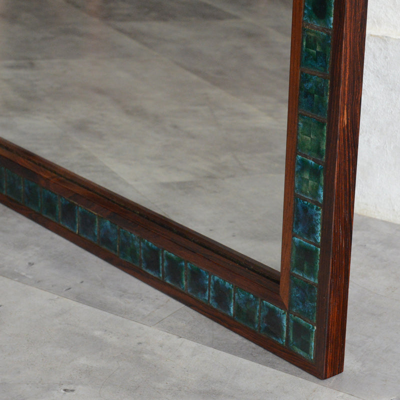 デンマークヴィンテージ  ローズウッド タイル付ミラー6-79