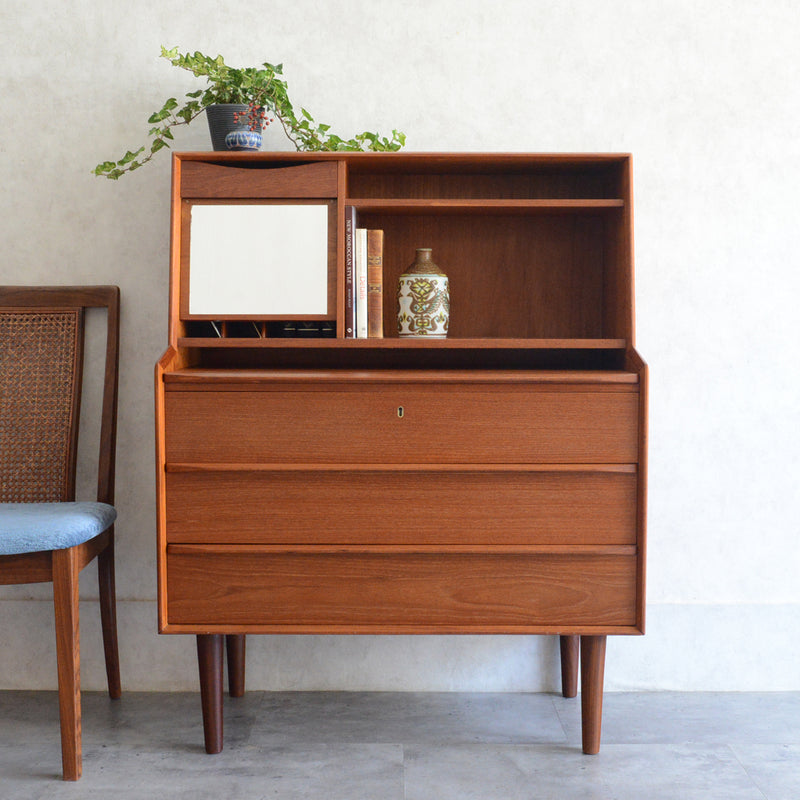 デンマークヴィンテージ　チークビューロー（ミラー付）　D-2