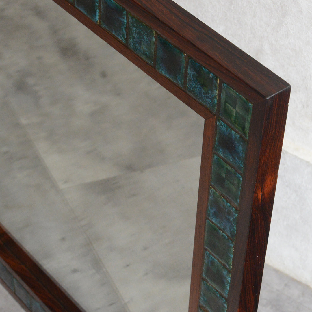 デンマークヴィンテージ  ローズウッド タイル付ミラー6-79