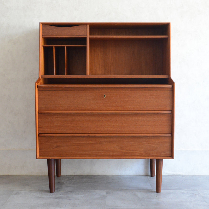 デンマークヴィンテージ　チークビューロー（ミラー付）　D-2