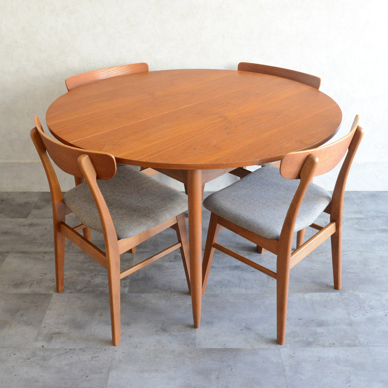 I様見学予約商品　60S エクステンション  コンパクトラウンドテーブル 07 (天板剥離再塗装済）