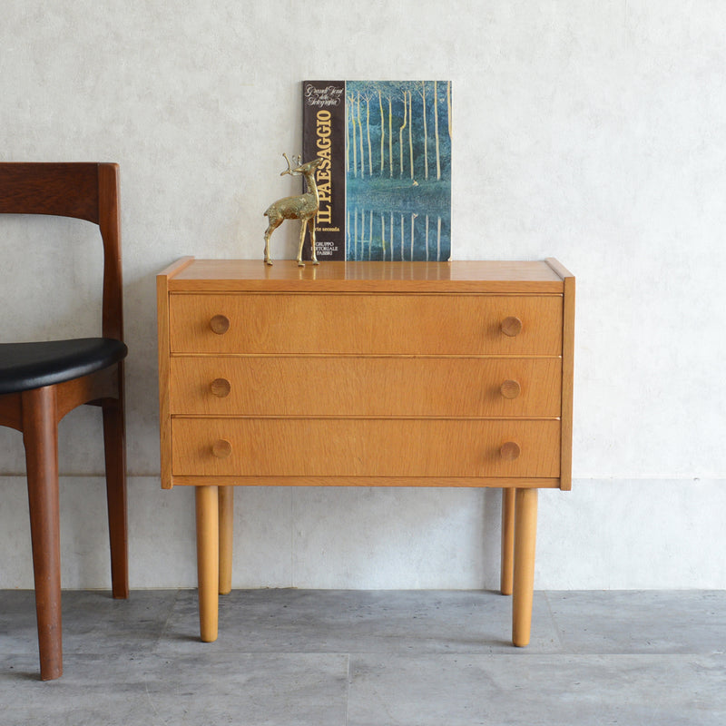 デンマークヴィンテージ  オーク３段チェスト5-31