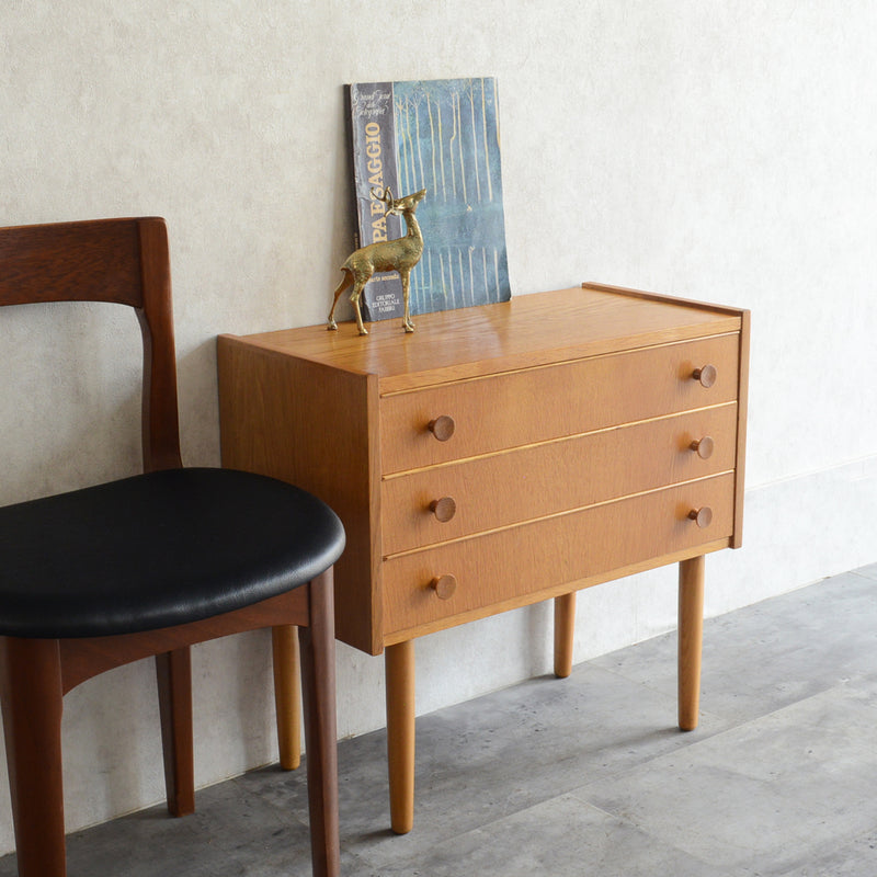 デンマークヴィンテージ  オーク３段チェスト5-31