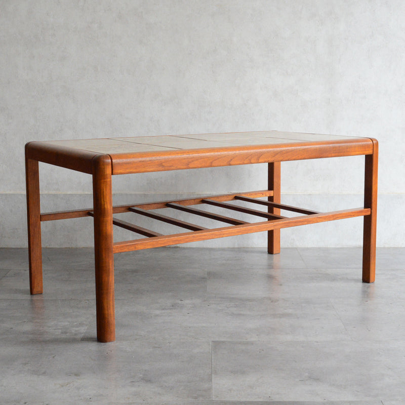 デンマーク ヴィンテージ　タイルトップローテーブル41(棚付）