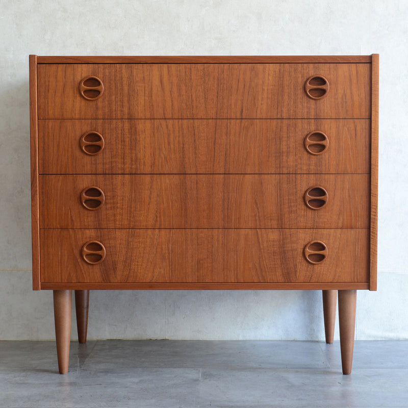 デンマーク ヴィンテージ  チーク4段チェスト 5-33　