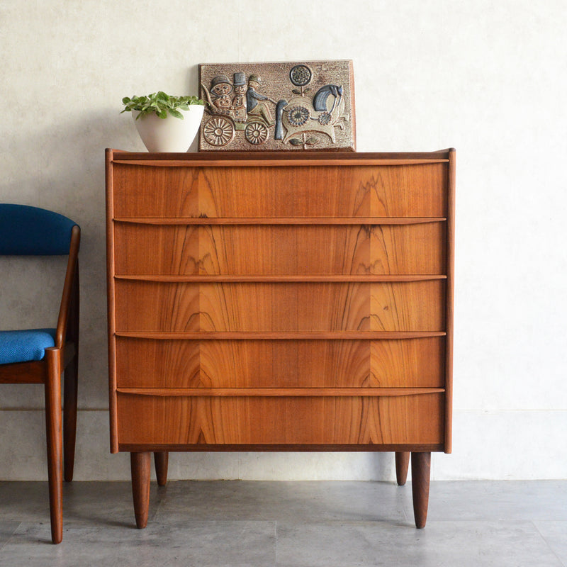 デンマーク ヴィンテージ チーク ５段チェスト5-57