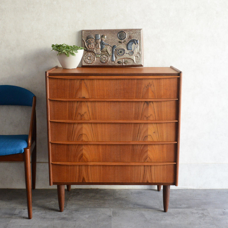デンマーク ヴィンテージ チーク ５段チェスト5-57