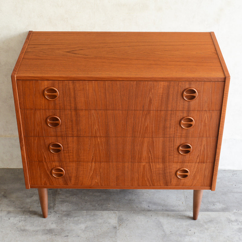 デンマーク ヴィンテージ  チーク4段チェスト 5-33　