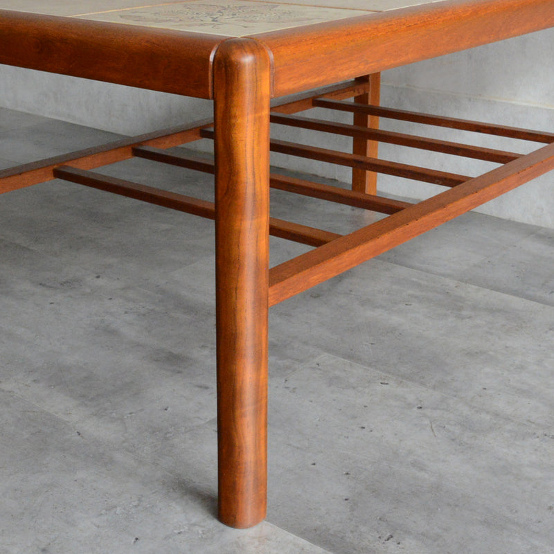 デンマーク ヴィンテージ　タイルトップローテーブル41(棚付）