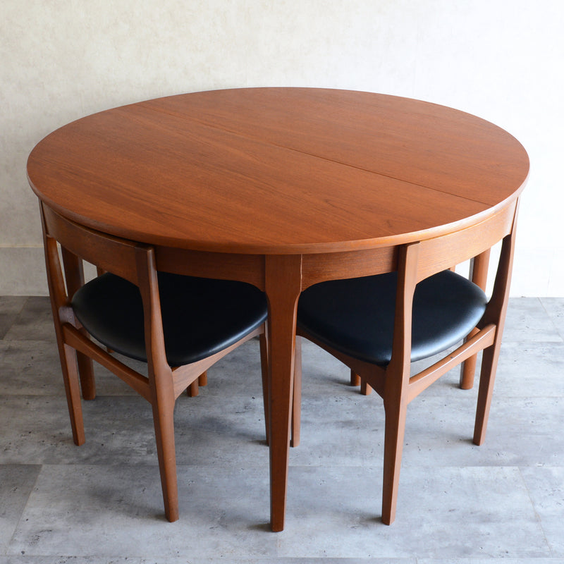 Nathanネイサン エクステンション ラウンド ダイニングテーブル09(天板剥離再塗装済）