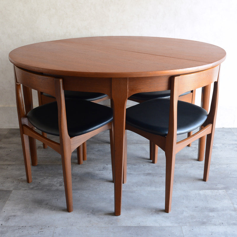 Nathanネイサン エクステンション ラウンド ダイニングテーブル09(天板剥離再塗装済）