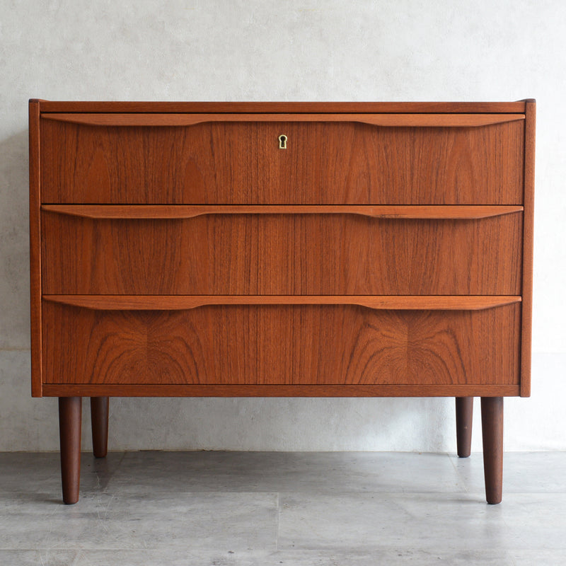 デンマーク ヴィンテージ  チーク３段チェスト 3-45(ウッドオイル仕上）