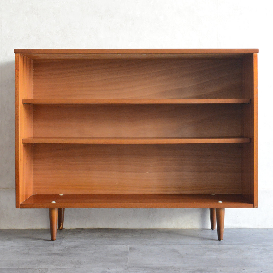 60s ヴィンテージ チーク ガラスキャビネット 62(3段/天板剥離再塗装済）