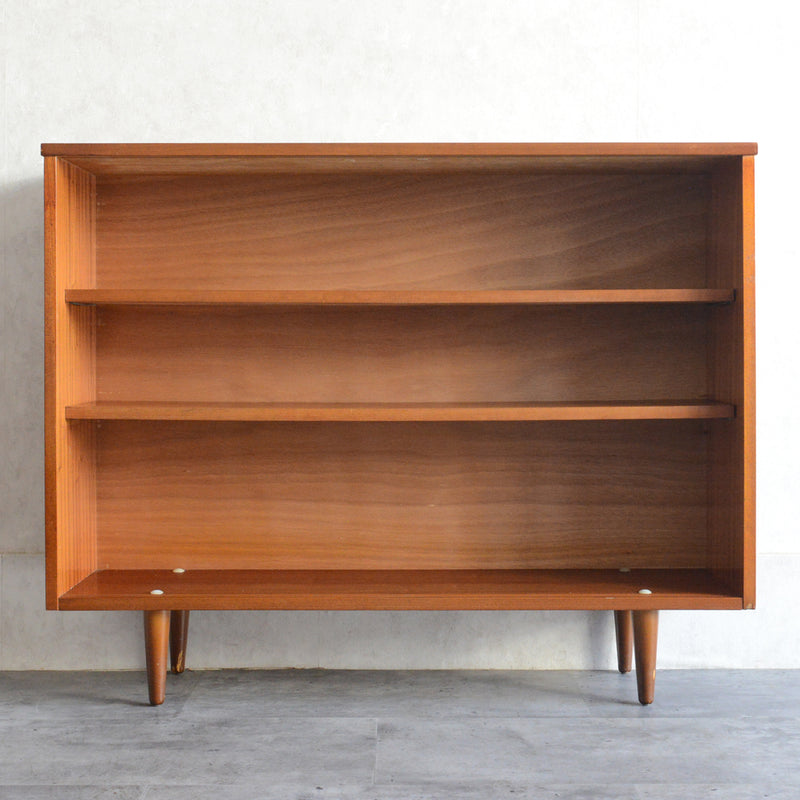 60s ヴィンテージ チーク ガラスキャビネット 62(3段/天板剥離再塗装済）