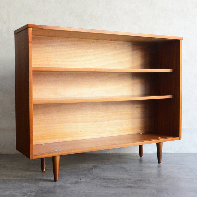 60s ヴィンテージ チーク ガラスキャビネット 62(3段/天板剥離再塗装済）