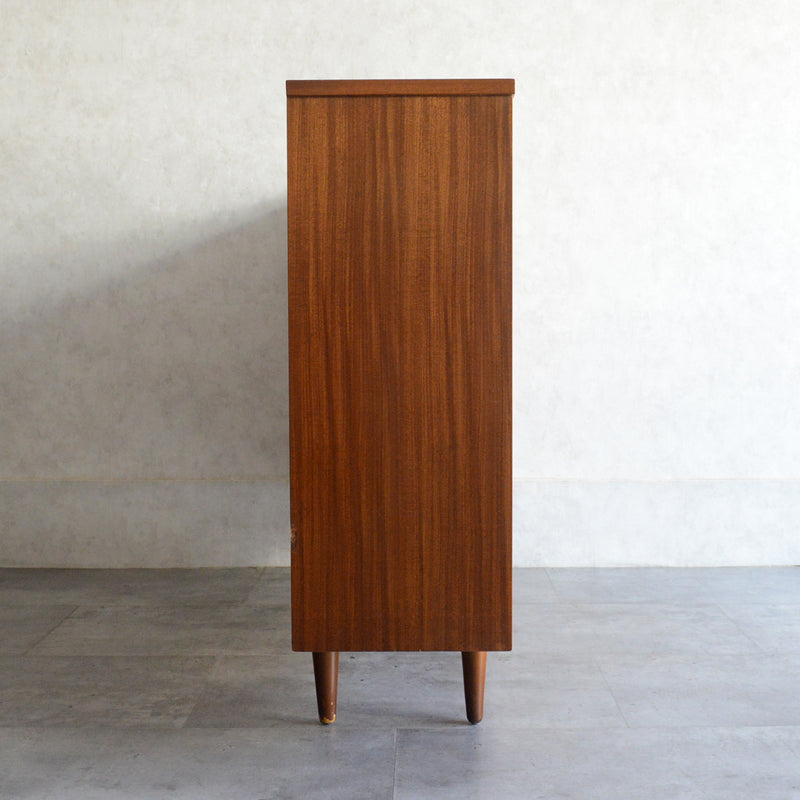 60s ヴィンテージ チーク ガラスキャビネット 62(3段/天板剥離再塗装済）