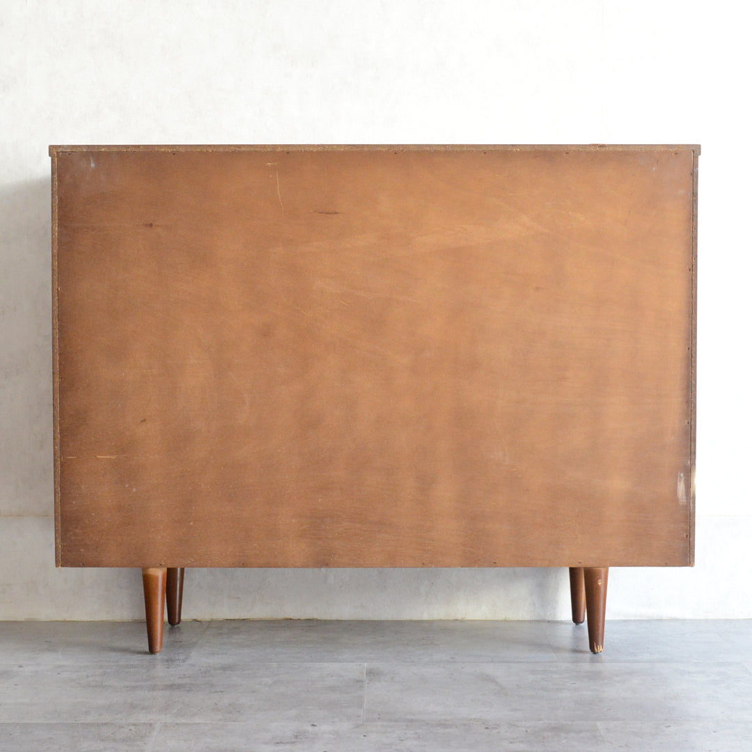 60s ヴィンテージ チーク ガラスキャビネット 62(3段/天板剥離再塗装済）