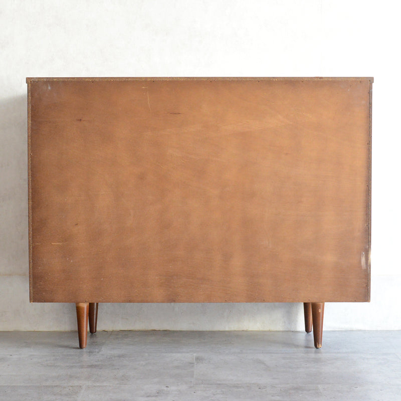 60s ヴィンテージ チーク ガラスキャビネット 62(3段/天板剥離再塗装済）