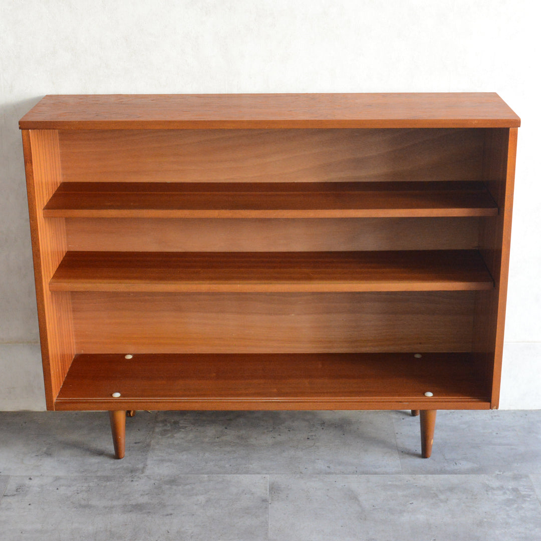 60s ヴィンテージ チーク ガラスキャビネット 62(3段/天板剥離再塗装済）