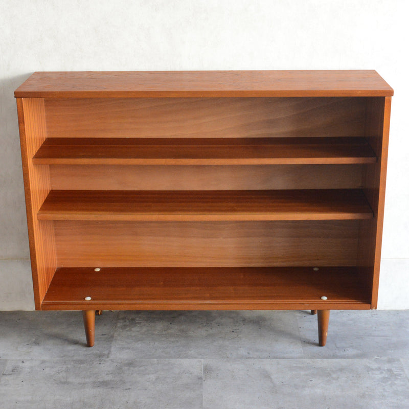 60s ヴィンテージ チーク ガラスキャビネット 62(3段/天板剥離再塗装済）