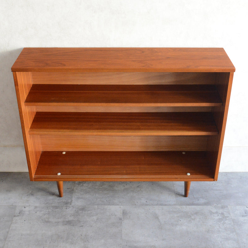 60s ヴィンテージ チーク ガラスキャビネット 62(3段/天板剥離再塗装済）