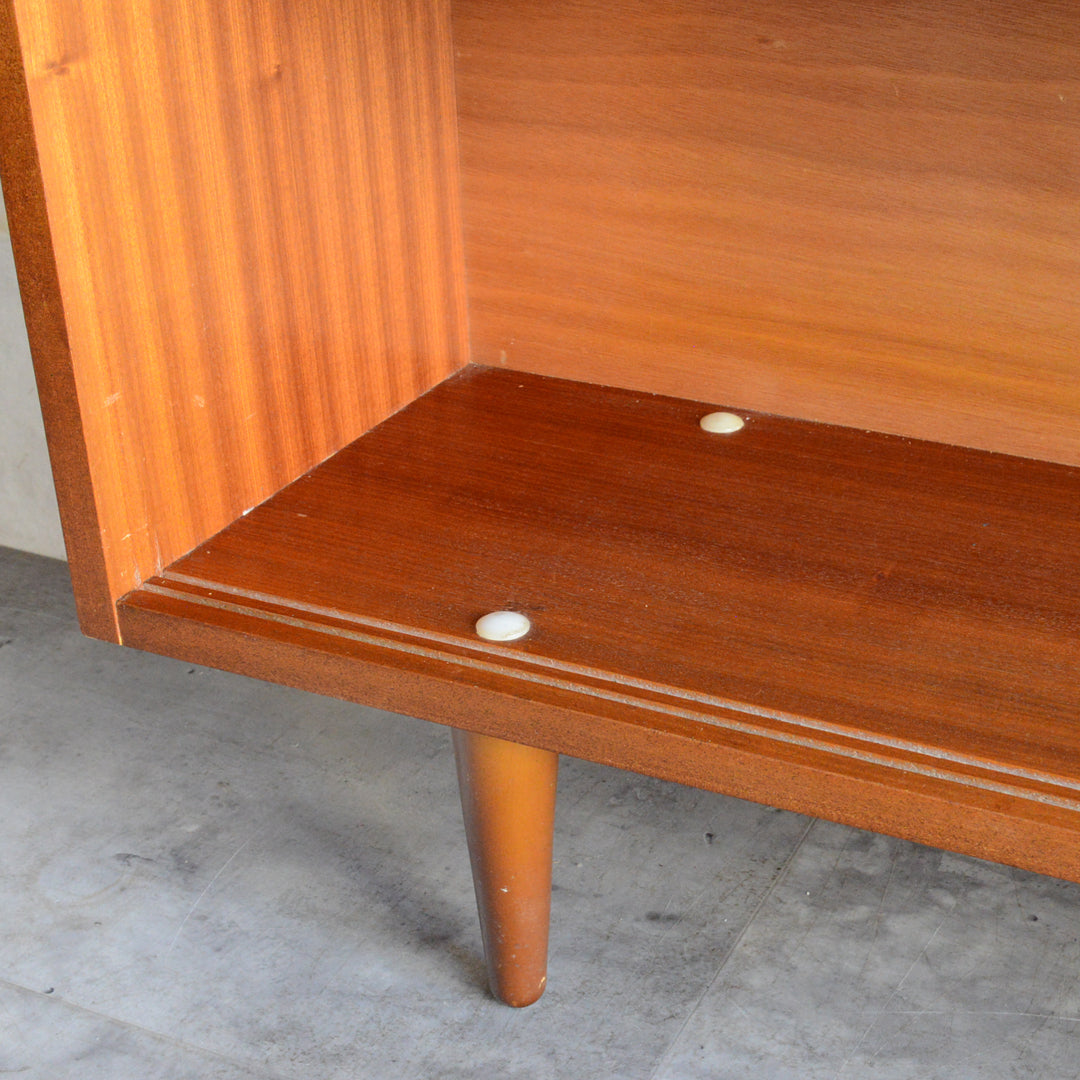 60s ヴィンテージ チーク ガラスキャビネット 62(3段/天板剥離再塗装済）