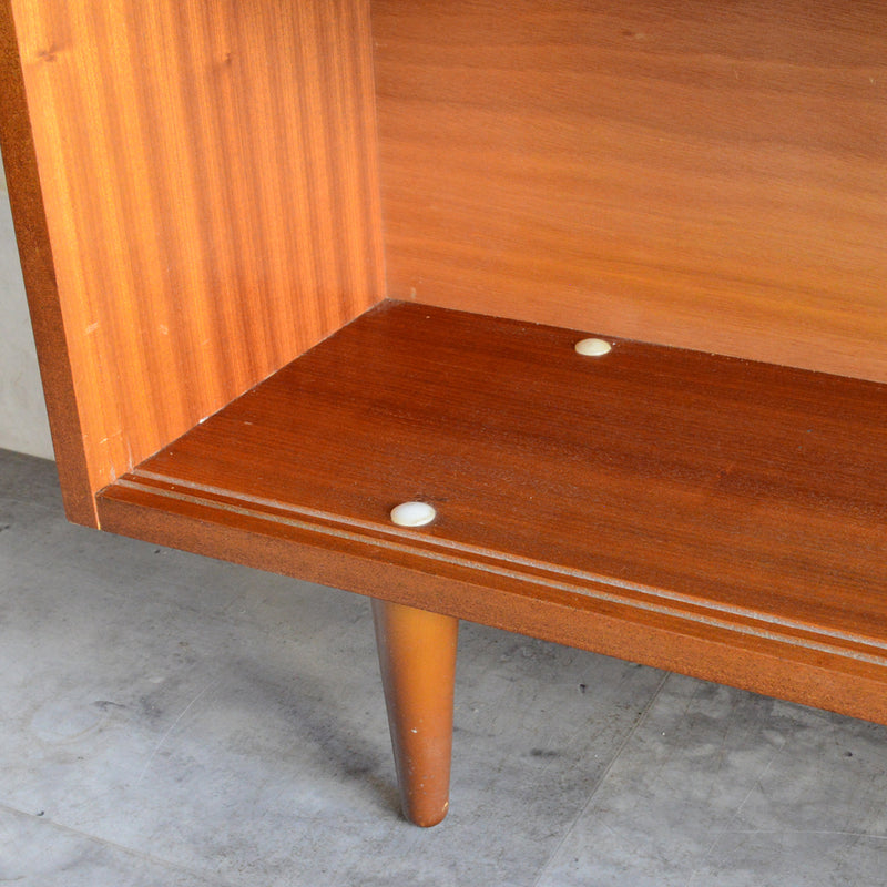 60s ヴィンテージ チーク ガラスキャビネット 62(3段/天板剥離再塗装済）