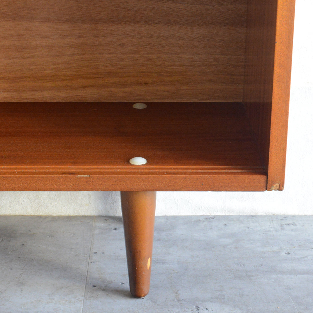 60s ヴィンテージ チーク ガラスキャビネット 62(3段/天板剥離再塗装済）