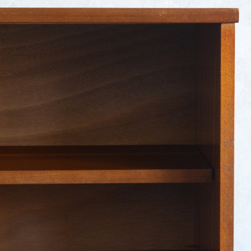 60s ヴィンテージ チーク ガラスキャビネット 62(3段/天板剥離再塗装済）