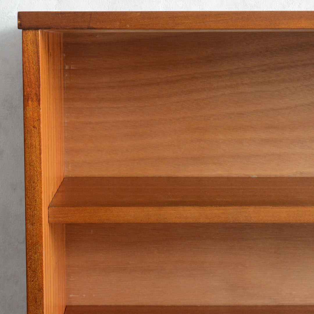 60s ヴィンテージ チーク ガラスキャビネット 62(3段/天板剥離再塗装済）