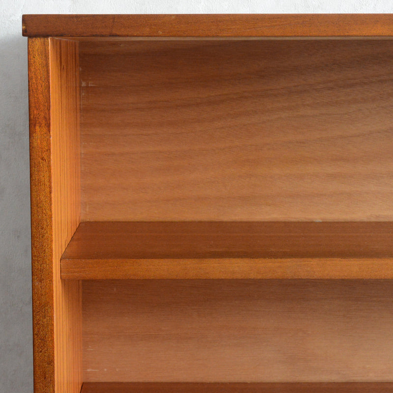 60s ヴィンテージ チーク ガラスキャビネット 62(3段/天板剥離再塗装済）