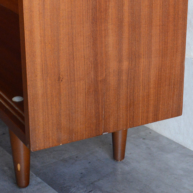 60s ヴィンテージ チーク ガラスキャビネット 62(3段/天板剥離再塗装済）